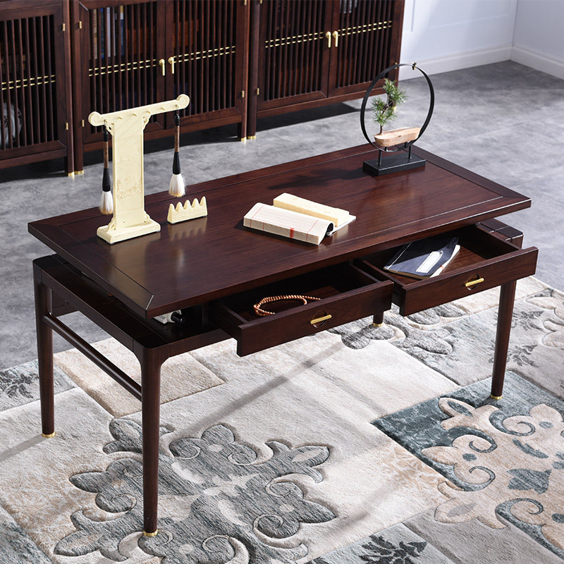 Light Home innate modern Chinese furniture imported Ukim wood full solid wood desk New Chinese style book house Zen desk