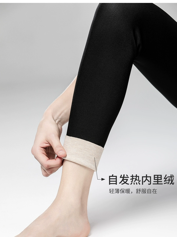 Miao Jiajia cashmere quần legging dày mặc ngoài nữ 2019 mùa thu và mùa đông mới ấm quần đen chim cánh cụt tự sưởi - Quần tây thường