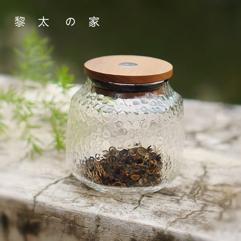 Li Tai's home Taiwan Yilong Japanese hammered pattern glass sealed tank storage tank Tea tank Tea storage tank