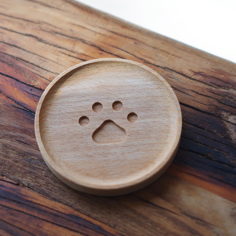 Le Taieur Family Day Style Creative Cat Paws Beech Wood Cup Mat Tea Cup Coffee Cup Insulation Mat Solid Wood Anti-Burn Cup Mat