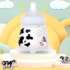 小不点新生婴儿玻璃奶瓶奶牛玩具耐摔硅胶防胀气0到3个月仿母乳