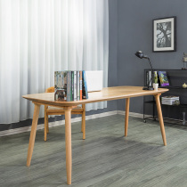 Nordic log dining table Japanese solid wood dining table and chair combination modern simple desk negotiation table small conference table