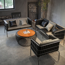 Industrial wind iron art sand release art sofa leisure sofa double three sofa cafe bar card seat combination