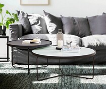 Nordic tea table minimalist modern small family sofa tea table combined round tea table metal tempered glass tea table