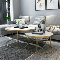 Nordic living room tempered glass coffee table iron round geometry fashion creative large and small apartment table simple modern