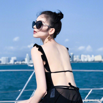 Gulinaza star with the same net red ins sexy halter cover belly thin one-piece swimsuit womens summer 2021 new