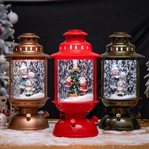 Decorative night light music snow led oil tin lantern Lantern portable snowman Santa Claus tree wealth doll