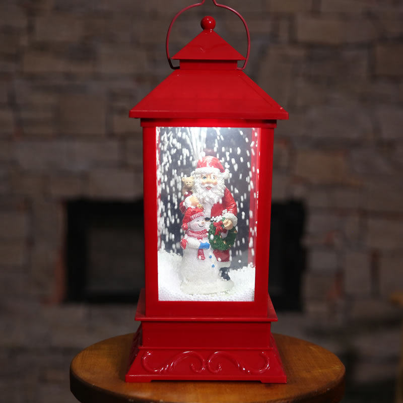 Christmas decorations small night light hand hanging can swing coal oil lamp built-in music drifting snow function interesting ornamental light
