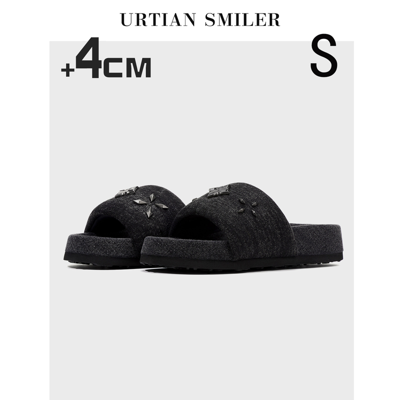 Retro Washed Denim Flip-Flops for Women, Summer Outerwear, 2026 New Thick-Soled Height-Increasing Black Sandals for Small People Retro Washed Denim Flip-Flops for Women, Summer Outerwear, 2026 New Thick-Soled Height-Increasing Black Sandals for Small People