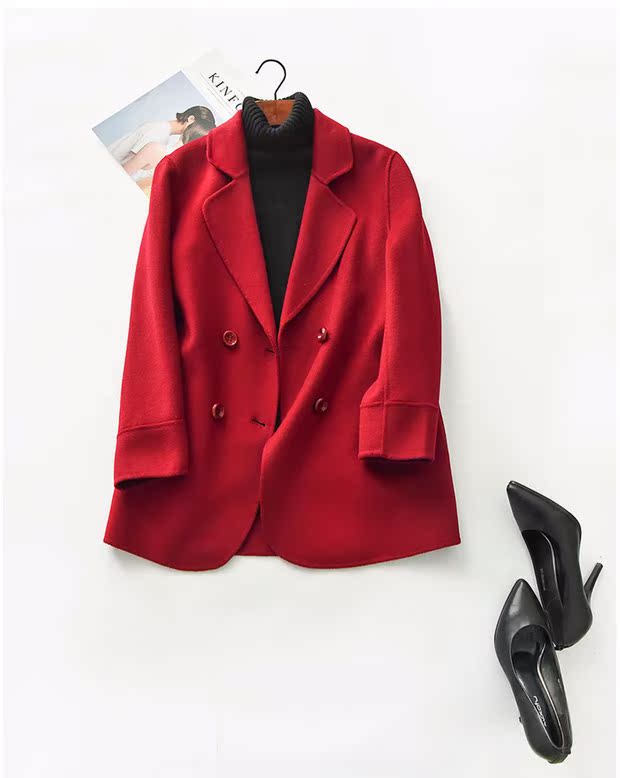 2018 áo khoác nhung nữ hai mặt mới 100% len cashmere trung niên kích thước lớn áo len chống mùa áo khoác dù nữ