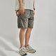 Ami khaki heavyweight pure cotton sand-washed vintage retro pants cat whiskers white denim shorts mid-pants smoky gray