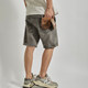 Ami khaki heavyweight pure cotton sand-washed vintage retro pants cat whiskers white denim shorts mid-pants smoky gray