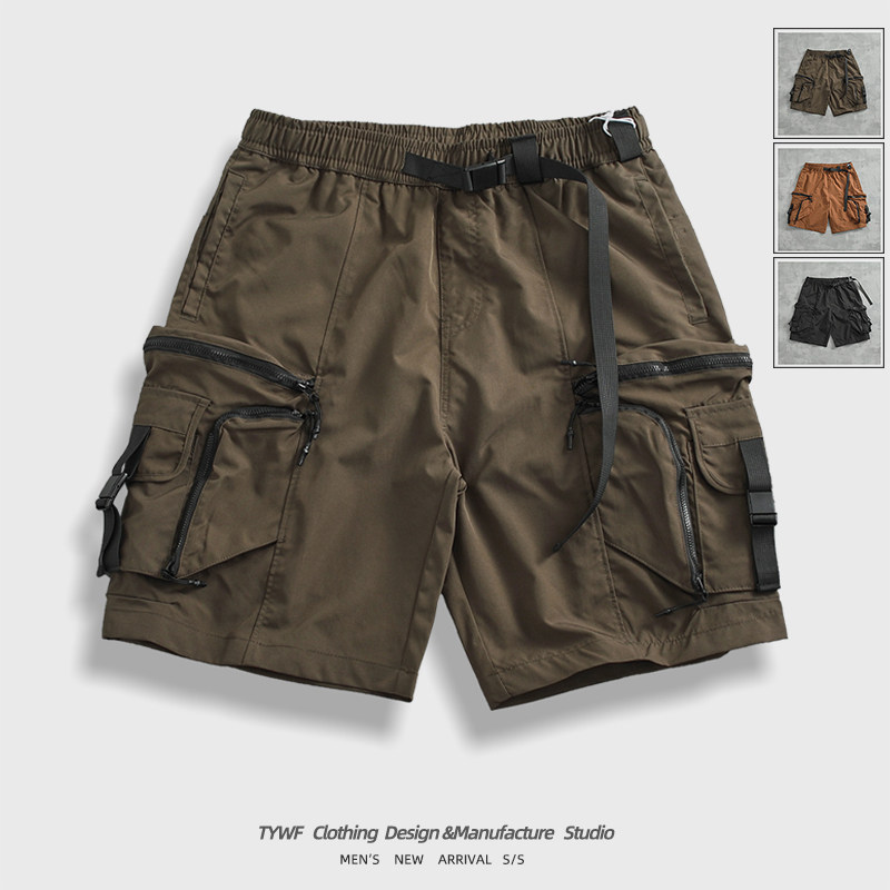 Lightning Elastic Waist Baggy Cargo Shorts Men 2024 Trendy Multi Pocket Cotton Shorts Lightweight Sport Workout Gym Shorts Men Shorts Casual Army Green S