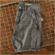 Ami khaki heavyweight pure cotton sand-washed vintage retro pants cat whiskers white denim shorts mid-pants smoky gray