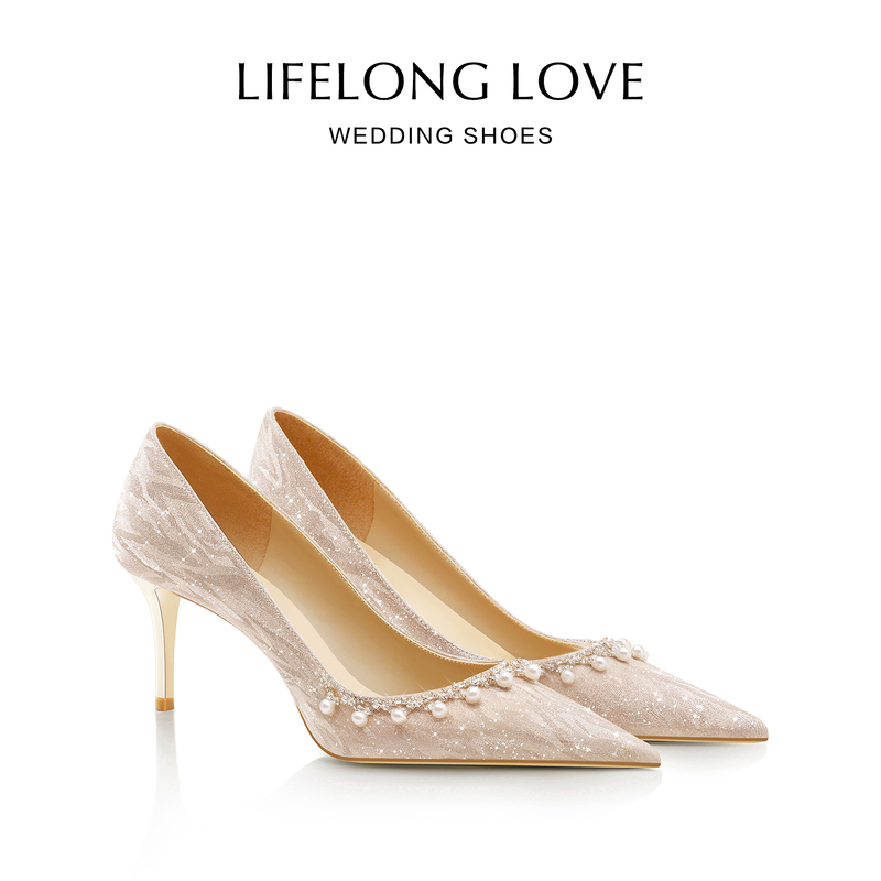 Lifelong Love Golden Stunning Stiletto Heel Wedding Shoes for Women, Bride Shoes, He Xiu Main Wedding Dress, Two-Way Wear, Comfortable on Feet Lifelong Love Golden Stunning Stiletto Heel Wedding Shoes for Women, Bride Shoes, He Xiu Main Wedding Dress, Two-Way Wear, Comfortable on Feet