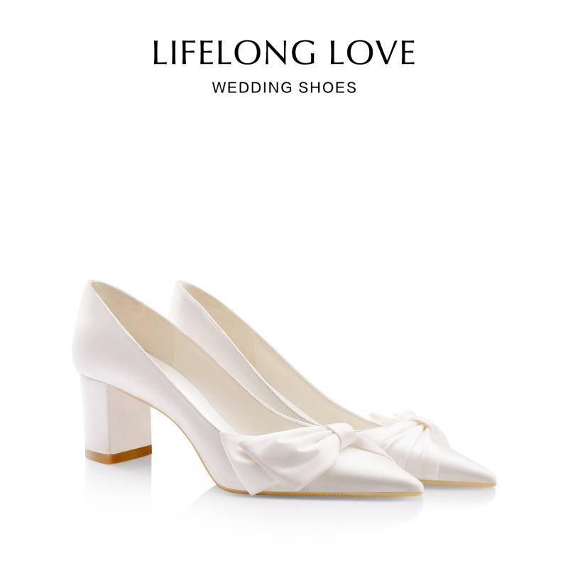 French Engagement Shoes for Women with Thick Heels That Are Not Tiring for the Feet, 2026 New Style White Bow Main Wedding Dress Bridal Dress Shoes French Engagement Shoes for Women with Thick Heels That Are Not Tiring for the Feet, 2026 New Style White Bow Main Wedding Dress Bridal Dress Shoes