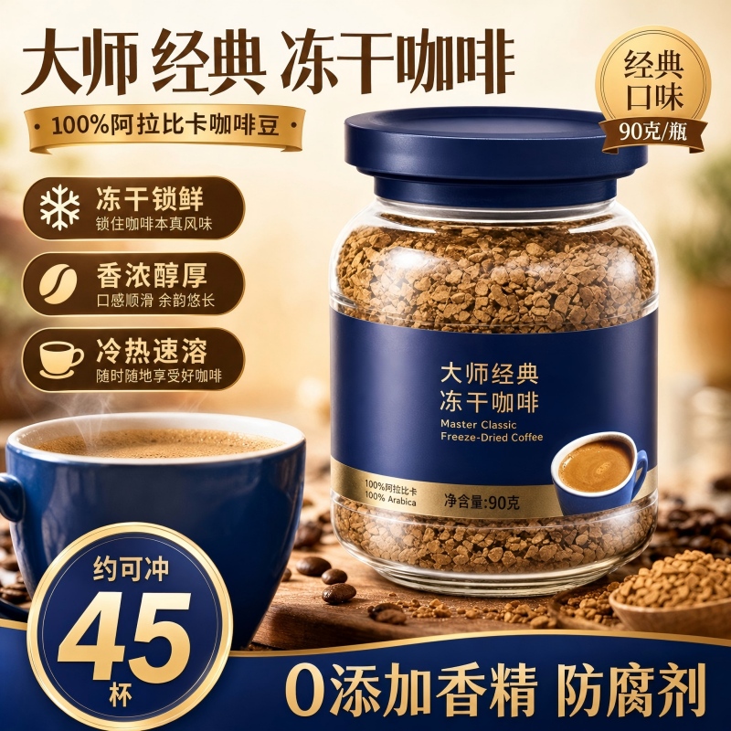 Luckin Coffee Master Classic Freeze-Dried Instant Americano Freeze-Dried Coffee 0 Sugar 0 Fat Medium Dark Roast Black Coffee Powder 90g Luckin Coffee Master Classic Freeze-Dried Instant Americano Freeze-Dried Coffee 0 Sugar 0 Fat Medium Dark Roast Black Coffee Powder 90g