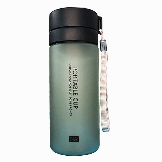 简约运动带茶隔磨砂大容量塑料杯男女学生便携耐摔清新随手水杯子