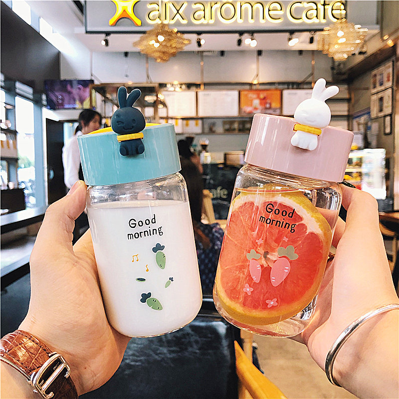 Korean version of the fresh forest system small rabbit glass female student portable cute water cup net red high-value hand-held cup