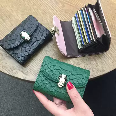 Leather card bag women's multi-card short ultra-thin cute small business card holder ID bag large-capacity card bag tide