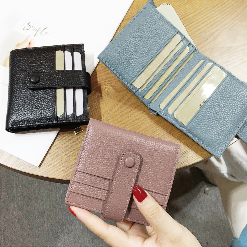 Leather ultra-thin wallet women's short 2021 new fashion multi-card card bag card bag exquisite simple coin purse