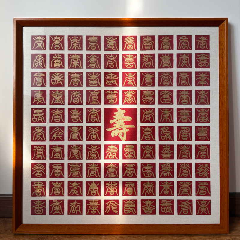 100Th Birthday Picture Handmade DIY Copying Birthday Gift Baifu Solid Wood Frame Finished Product for Elders Birthday Gift Longevity Word Hanging Painting 100Th Birthday Picture Handmade DIY Copying Birthday Gift Baifu Solid Wood Frame Finished Product for Elders Birthday Gift Longevity Word Hanging Painting