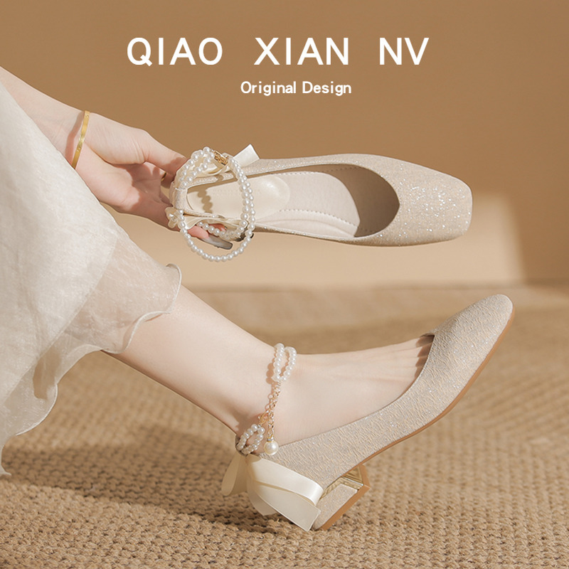 French-Style Low-Heeled Cheongsam Shoes with Skirts, Single Shoes for Women, Bride, Wedding, Bridesmaid Shoes, Chinese Style Hanfu Mary Jane Shoes, Women's Shoes French-Style Low-Heeled Cheongsam Shoes with Skirts, Single Shoes for Women, Bride, Wedding, Bridesmaid Shoes, Chinese Style Hanfu Mary Jane Shoes, Women's Shoes