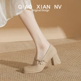 Обувь, белое ципао, туфли, высокая подходит с юбкой для кожаной обуви, из натуральной кожи, французский стиль