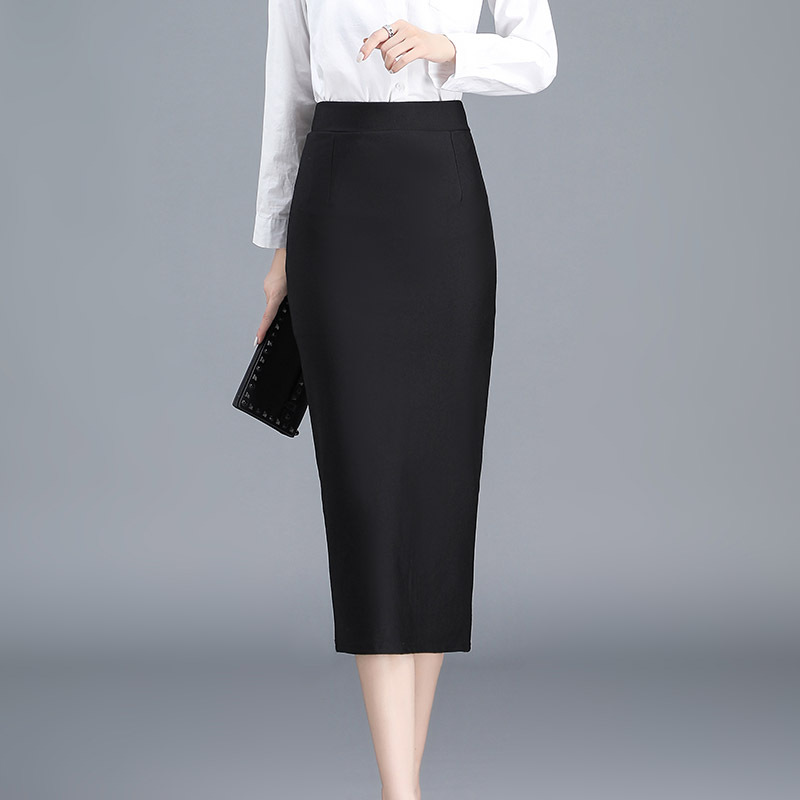 2026 Spring New Style Pencil Skirt Women's Long Skirt with Slit High Waist Over-The-Knee Long Skirt Black Pencil Skirt