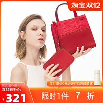 Red Valley Simple Pure Color Womens Bag Fashion Tote Bag Shoulder Bag Cowhide Leather Hand bag 0729
