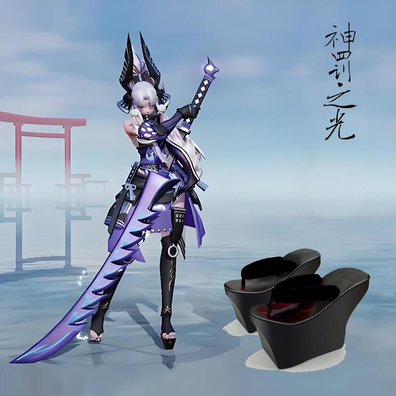 Replacement Wooden Clogs for the Battle in Edo Castle, Demon Blade Ssr Onmyoji Character, Divine Punishment Light Cosplay Shoes, 10cm Heel Height, Thick-Soled Straw Clogs