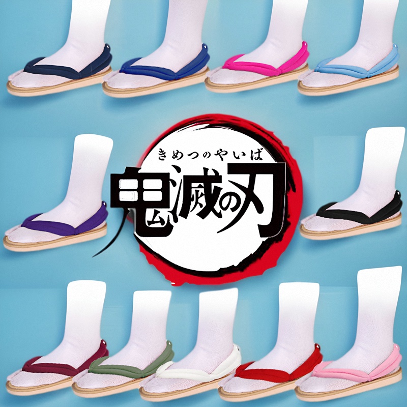 Demon Slayer: Kimetsu No Yaiba Tsurumaru Nishikigi's Japanese-Style Flip-Flops Soft-Soled Cosplay Butterfly Ninja Kamado Tanjirou Straw Clogs
