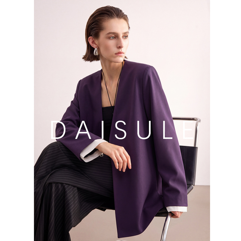 Purple Blazer for Women, V-Neck, Simple New Style, High-End Feel, Casual, Niche, Loose, Slimming, Wool, Vintage Suit Purple Blazer for Women, V-Neck, Simple New Style, High-End Feel, Casual, Niche, Loose, Slimming, Wool, Vintage Suit
