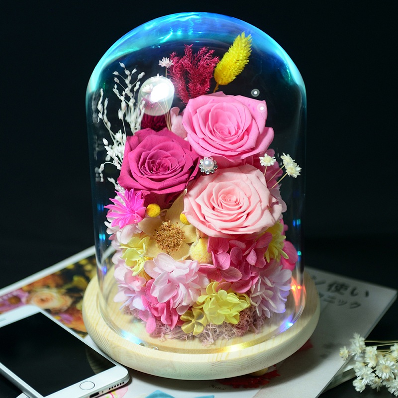 永生花礼盒玻璃罩情人节礼物生日送女友小王子玫瑰花diy干花摆件