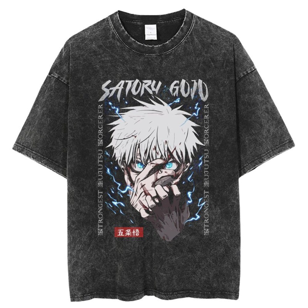 Anime Jujutsu Kaisen T-Shirt Vintage Washed T-Shirt Gojo