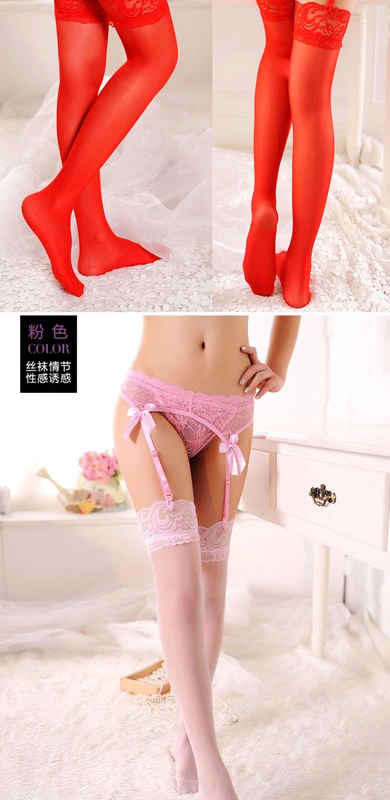 Red garter set vớ garter châu Âu và Mỹ Vớ ren gợi cảm màu đen ống dài cám dỗ đồ lót gợi cảm dây nịt tất da nữ