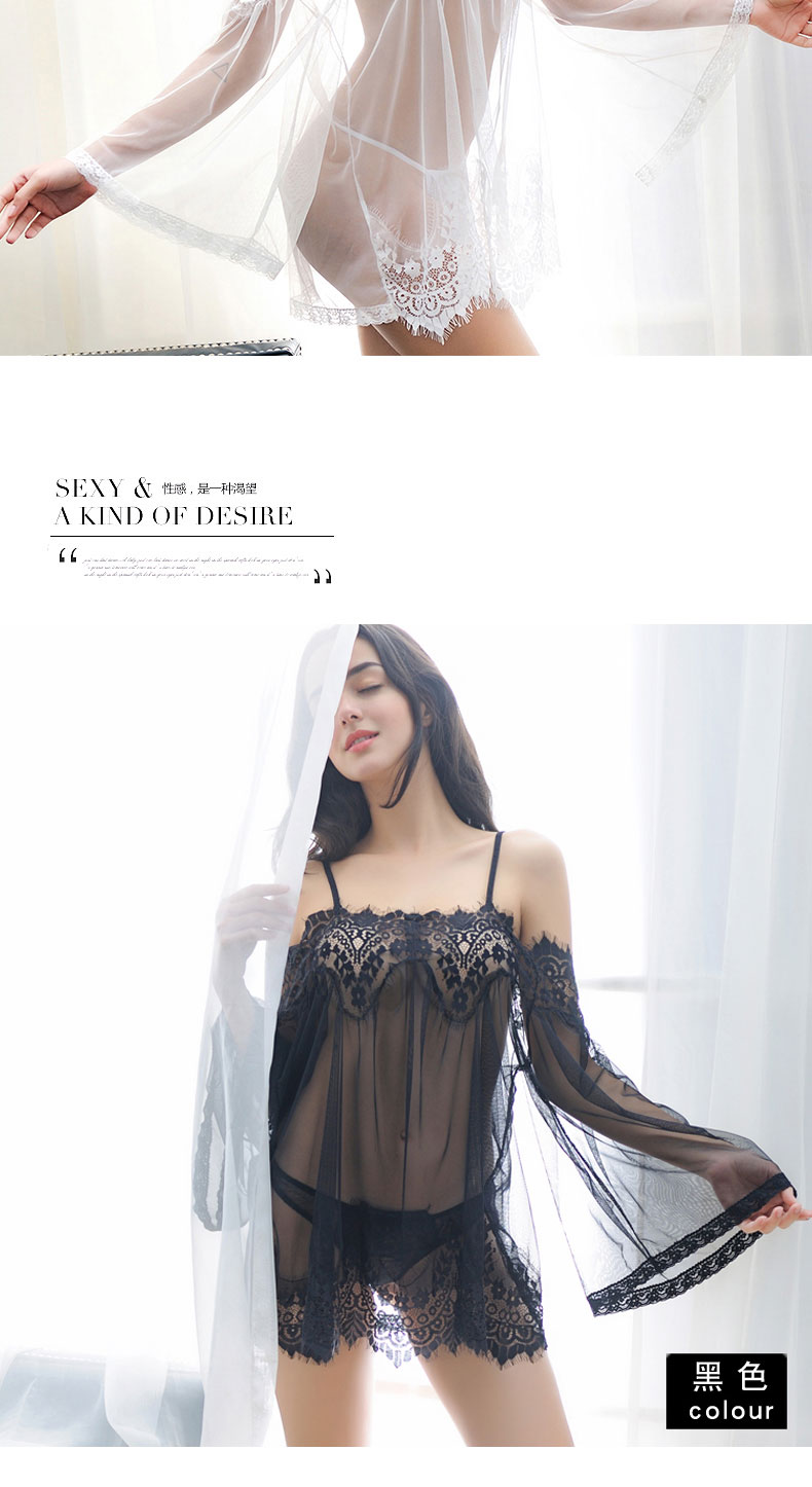 Lõi màu đỏ kích thước lớn mùa hè và mùa thu váy ngủ trong suốt nữ ren dài tay áo dây đeo đồ ngủ gợi cảm nóng người lớn Sao gợi cảm đồ lót đầm cotton
