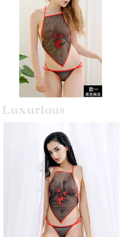 Bộ đồ ngủ gợi cảm màu đỏ nóng phù hợp với người lớn phụ nữ nhỏ trong suốt thế hệ retro tòa án Sao đồ lót gợi cảm