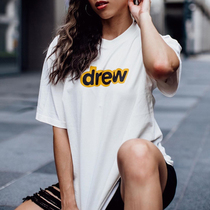 Drew smiley face Justin Bieber the same men and women high street trend brand printing simple couple loose short-sleeved t-shirt