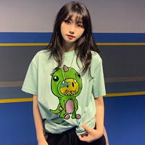 Drew smiley little dinosaur tide brand couple loose T-shirt men and women lazy wind INS high street wild casual short-sleeved