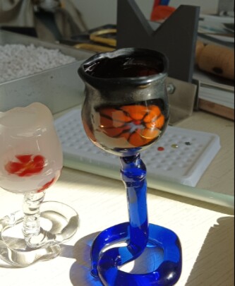 Специальное стекло 进口高硼硅玻璃千花棒 粉色玫瑰花 灯工琉璃花棒 直径6-8mm