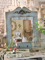 Lonely European solid wood frame retro Wall Wall decorative mirror porch mirror adhesive hook do old home wall decoration foreign trade proofing