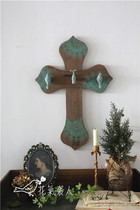 Two European-style solid wood iron cross wall wall decoration do old foreign trade proofing