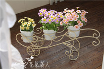 Solitary wrought iron triple flower stand old gardening garden balcony supplies foreign trade proofing