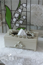 Iron vintage flower tissue box French do old home desktop ornaments groceries foreign trade sample style