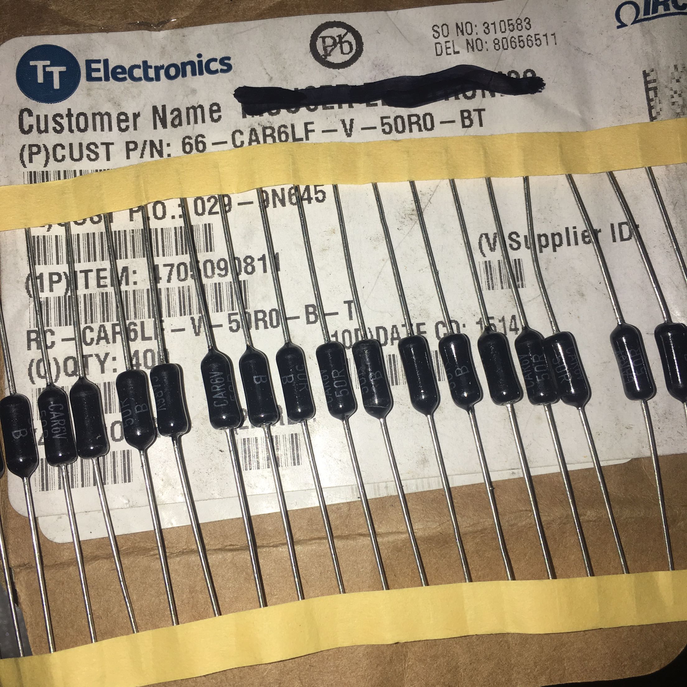 50R UK welwyn Holco 0 50 50 0 1% 1% CAR6 metal film resistance