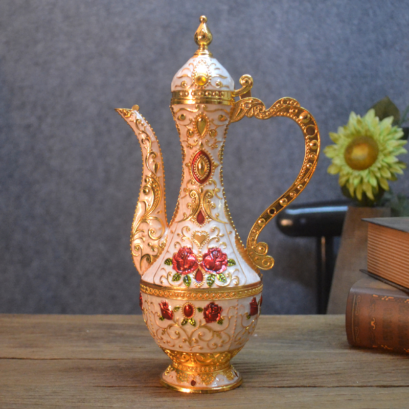 silver-plated barware tray, wine pot, wine glass, European classic rose wine ware, home hotel decoration, gift 