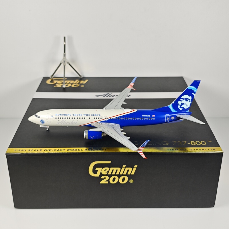 Geminijets G2Asa1138 1:200 Alaska Airlines B737-800 N570As Alloy