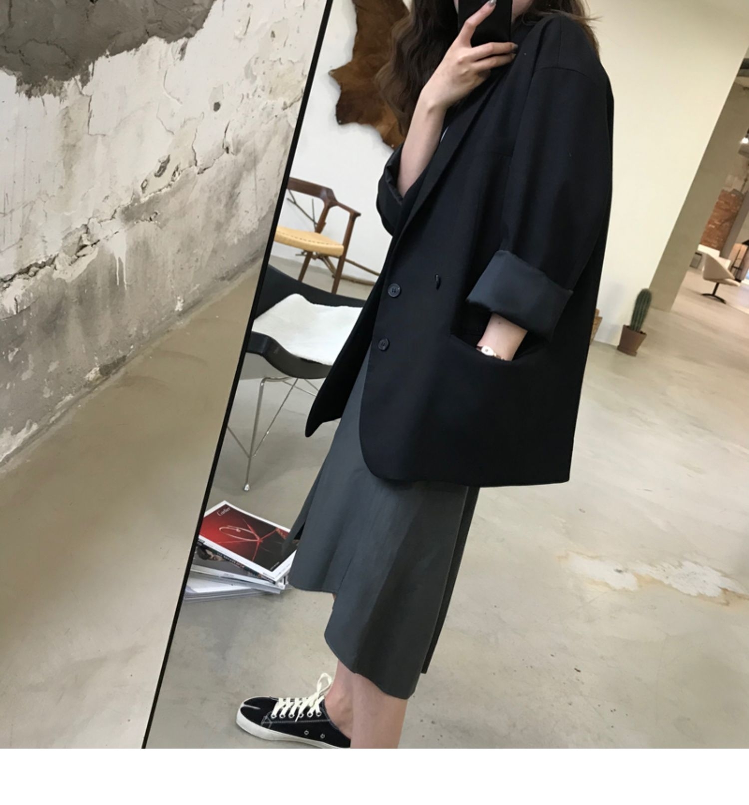 Spring and autumn drape suit jacket women's 2022 new fat mm design casual loose Korean version large size suit women - Taobao