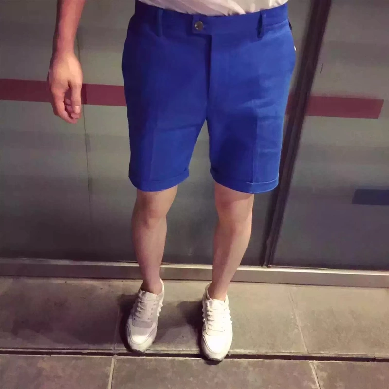 Chất lượng cao 2018 hè mới cotton nam năm điểm quần âu Slim đỏ trắng đen thời trang baggy nam